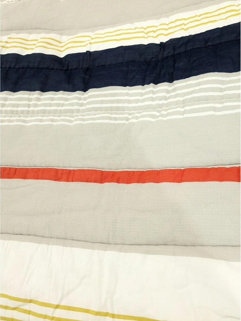 Pottery Barn Teen Wyatt Stripe Comforter Full Queen blanket blue denim orange